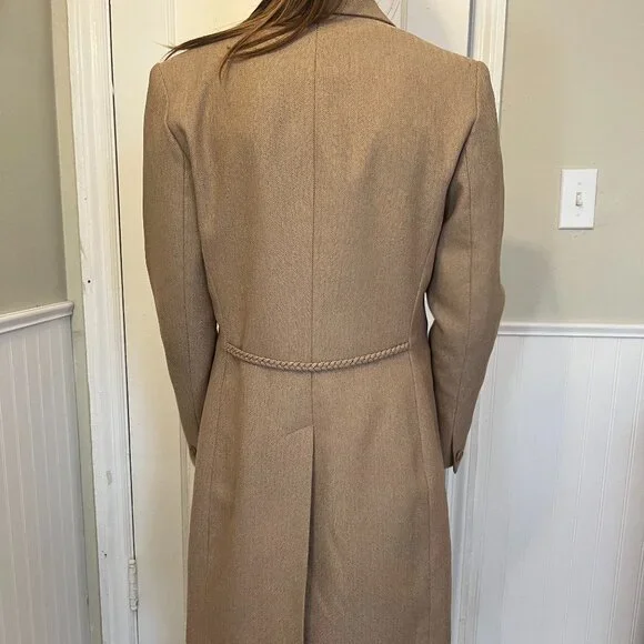 Larry Levine Classics Women Beige Tan Trench Coat Button Polyester Long - Picture 5 of 7
